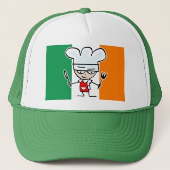 Chef Hat With Irish Flag And Cool Cartoon by cookinggifts at Zazzle