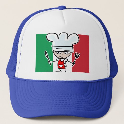 Chef hat with italian flag and cool cartoon