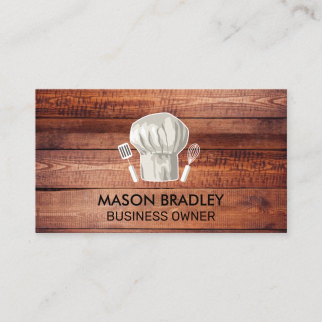 Chef Hat | Wooden Boards Business Card (Front)