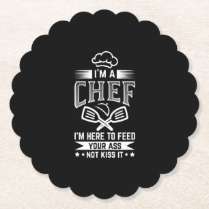 Chef Here Feed Not Kiss Cooking Lover Funny Gift Paper Coaster