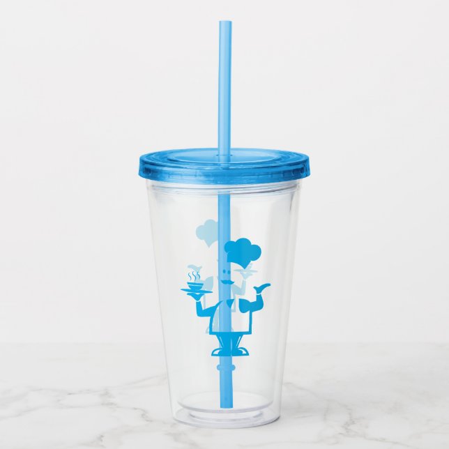 Chef holding a bowl of soup acrylic tumbler (Front)