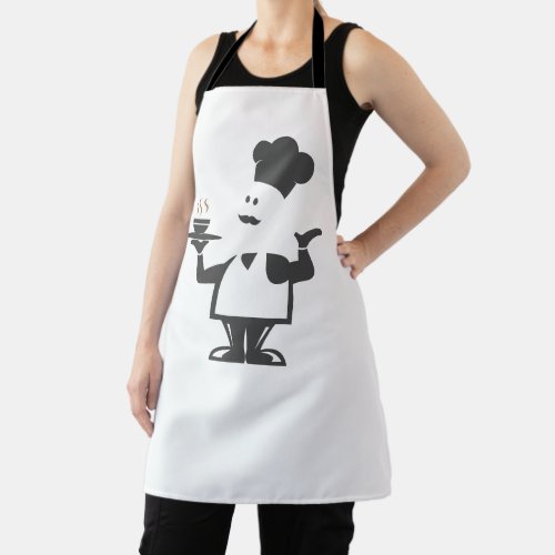 Chef holding a bowl of soup apron