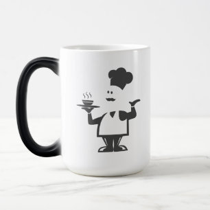 Chef holding a bowl of soup color morph mug