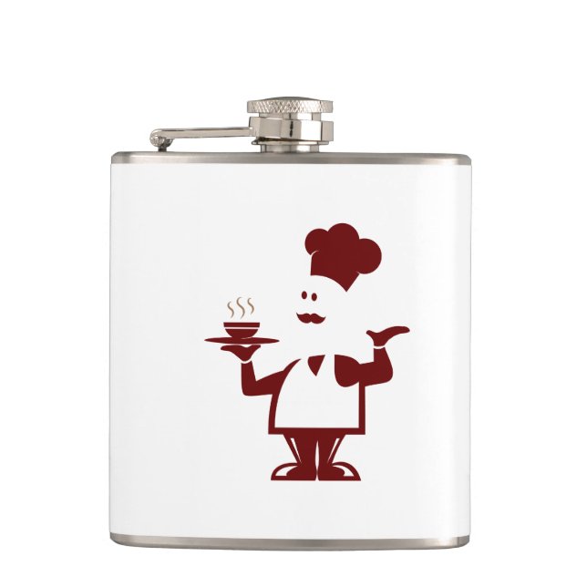 Chef holding a bowl of soup flask (Front)