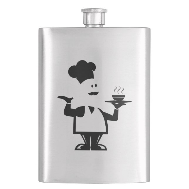 Chef holding a bowl of soup flask (Front)