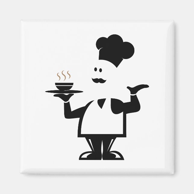 Chef holding a bowl of soup magnet (Front)