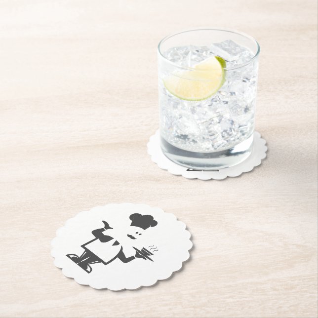 Chef holding a bowl of soup paper coaster (Insitu)