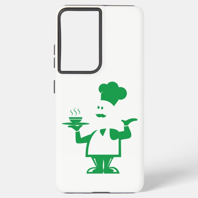 Chef holding a bowl of soup samsung galaxy case (Back)