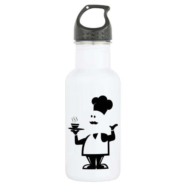 Chef holding a bowl of soup stainless steel water bottle (Front)