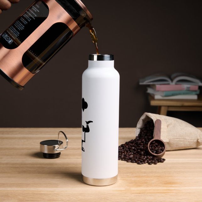 Chef holding a bowl of soup water bottle (Coffee)