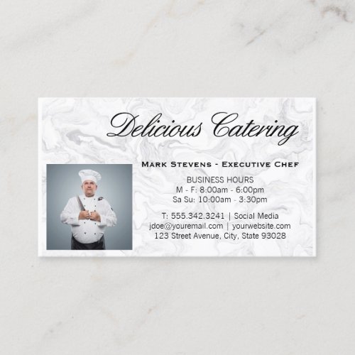 Chef Holding Knife  Marble Business Card
