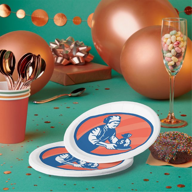 Chef Holding Money Bag Restaurant Finance  Paper Plates (Creator Uploaded)