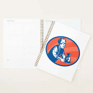 Chef Holding Money Bag Restaurant Finance Planner
