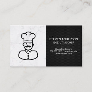 Chef Icon   Marble and Black Mesh Business Card