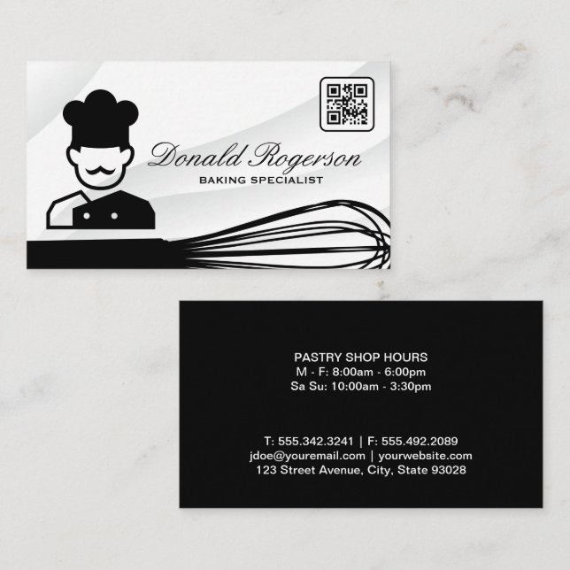 Chef Icon | Whisk | QR Code Business Card (Front/Back)
