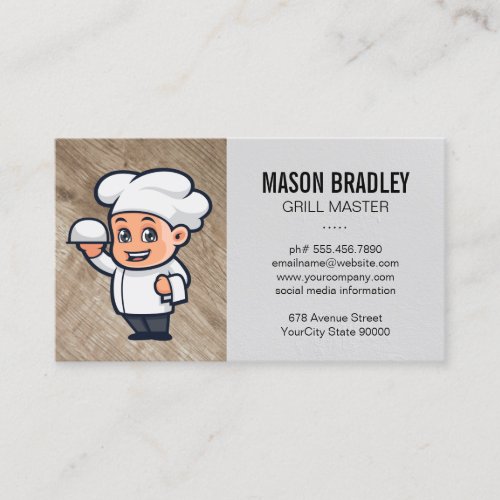 Chef Illustration Serving Food Business Card