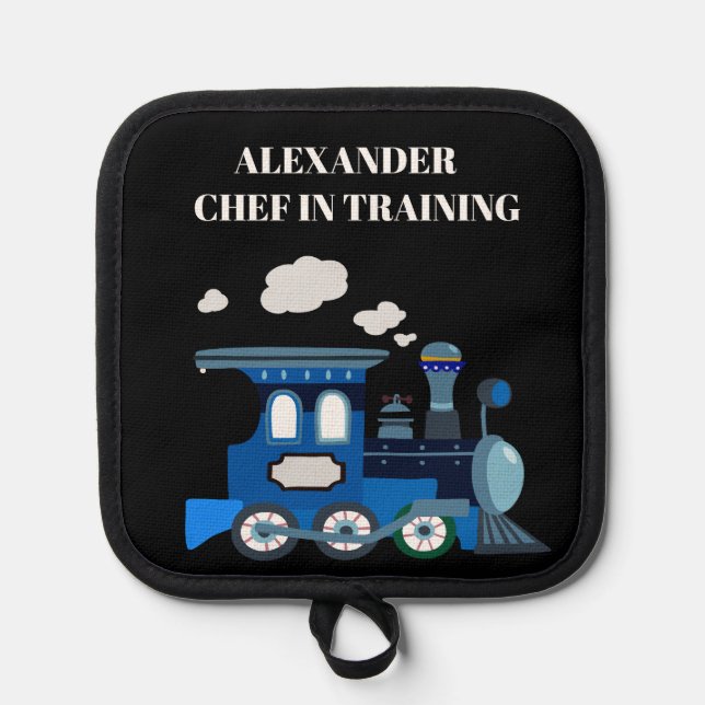 Chef in Training Black and Blue Pot Holder (Front)