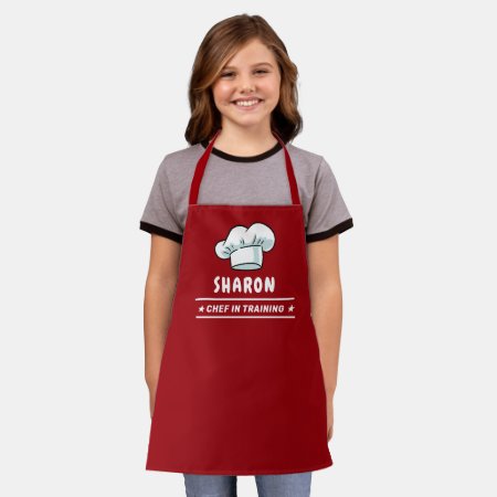 Chef In Training Chef Hat For Kids Burgundy Red Apron