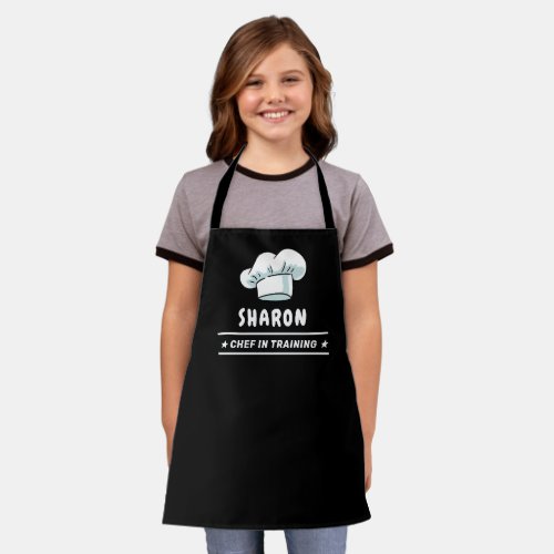 Chef in Training Chef Hat For Kids Classic Black Apron
