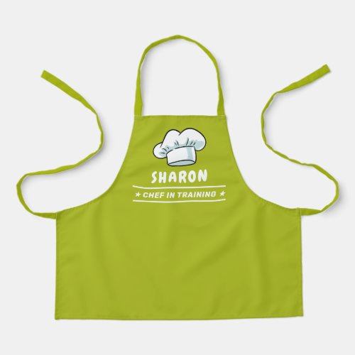 Chef in Training Chef Hat For Kids Olive Green Apron