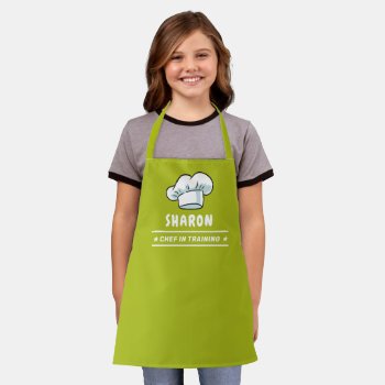 Chef In Training Chef Hat For Kids Olive Green Apron by UrHomeNeeds at Zazzle