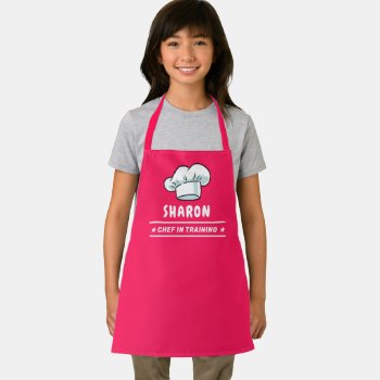 Chef In Training Chef Hat Logo For Kids Girly Pink Apron by UrHomeNeeds at Zazzle