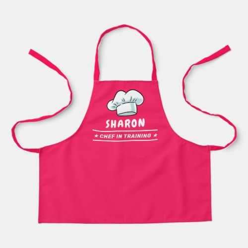 Chef in Training Chef Hat Logo For Kids Girly Pink Apron