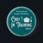 Chef In Training Family Reunion Button<br><div class="desc">Gather your family together for a smashing good time at your next family reunion. Hand out awards and prizes for your cook off or potluck picnic. Fun prize for the chef in training at your family gathering. Monogrammed with family name and year of event.</div>