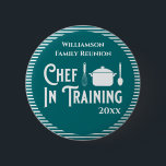 Chef In Training Family Reunion Button<br><div class="desc">Gather your family together for a smashing good time at your next family reunion. Hand out awards and prizes for your cook off or potluck picnic. Fun prize for the chef in training at your family gathering. Monogrammed with family name and year of event.</div>
