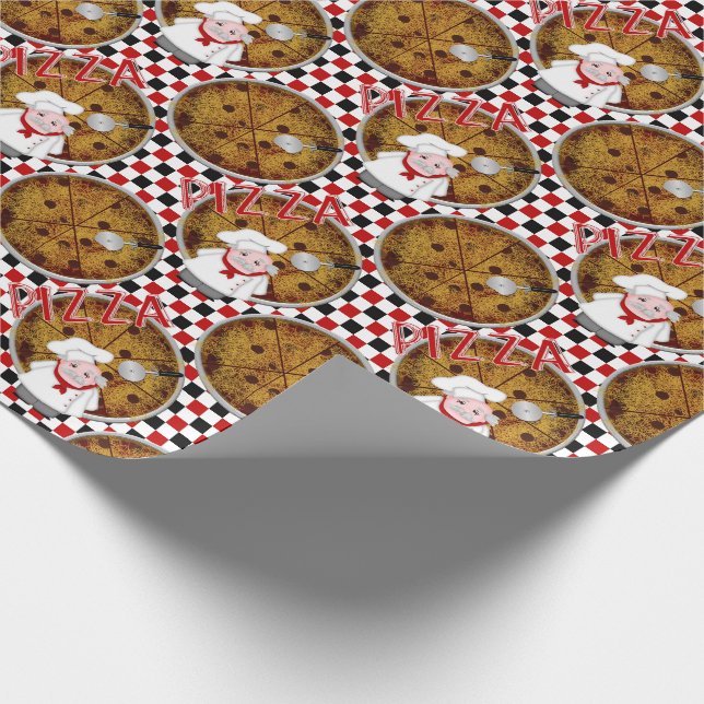 Chef Italiano Pizza, Checkered 01-Gift Wrap Wrapping Paper (Corner)