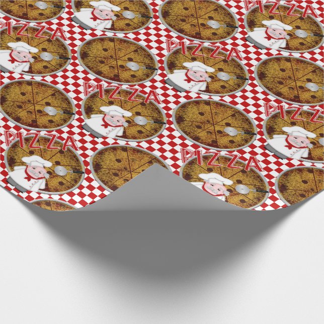 Chef Italiano Pizza, Checkered 02-Gift Wrap Wrapping Paper (Corner)