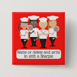 Chef kids cooking class universal name badge button