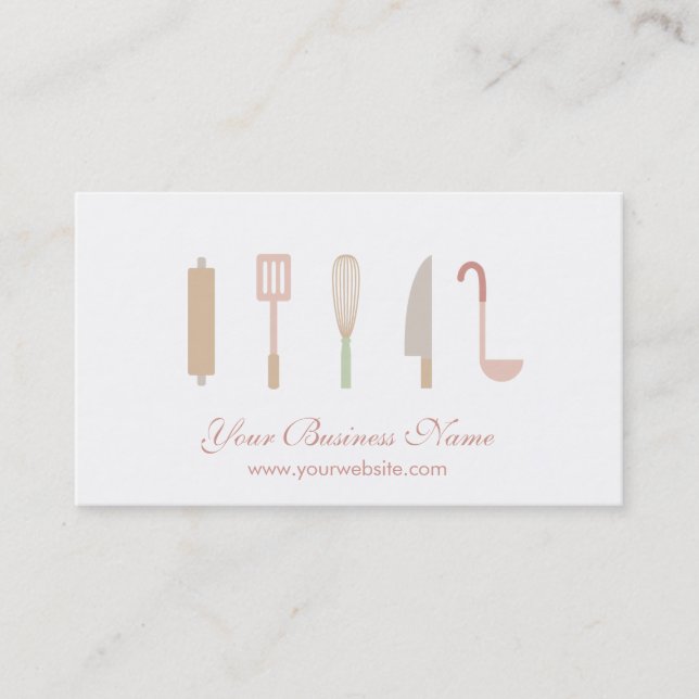 Chef Kitchen Cooking Accessories and Utensils Business Card (Front)