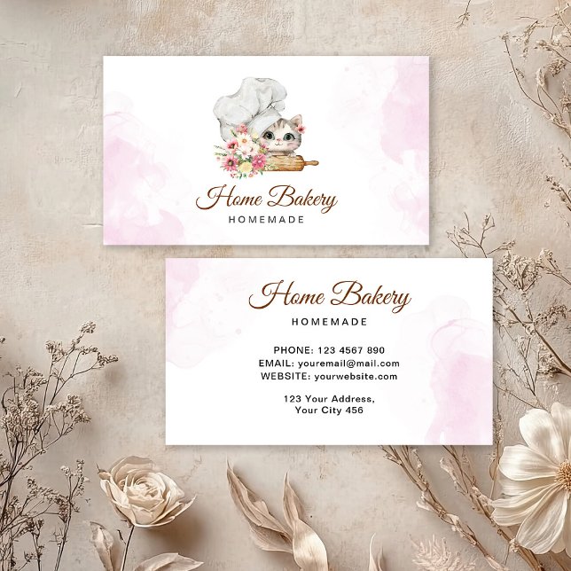 Chef Kitten Bakery  Business Card (Creator Uploaded)