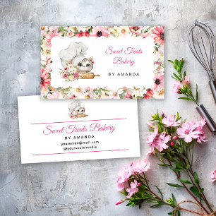 Chef Kitten Bakery Pink Business Card