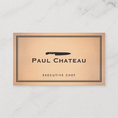 Chef Knife Catering Restaurant copper Business Card