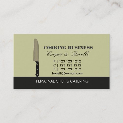 Chef  Knife Catering  Sharp Cooking Knife Business Card