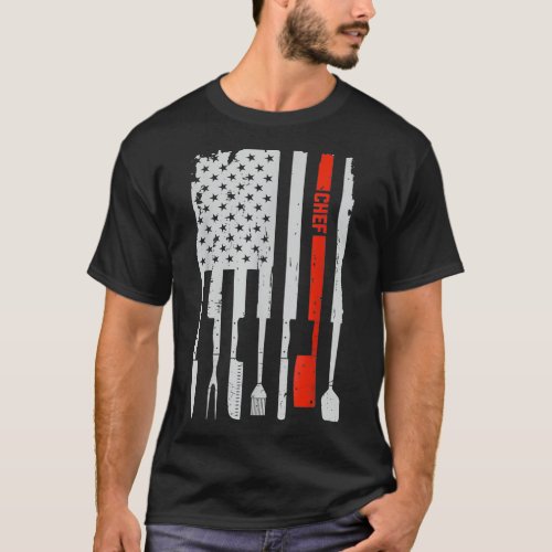 Chef Knife Cook Culinary 4th of July American half T_Shirt