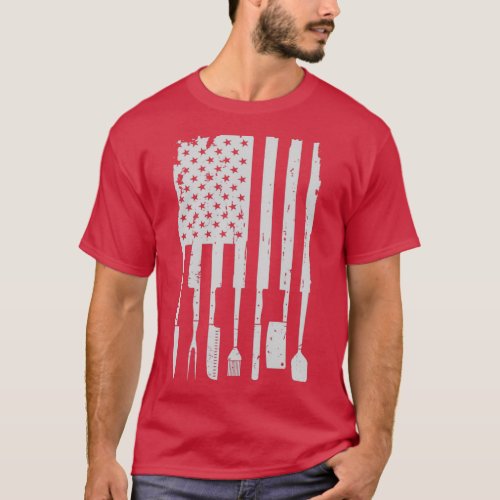Chef Knife Cook Culinary Knives American Flag  T_Shirt