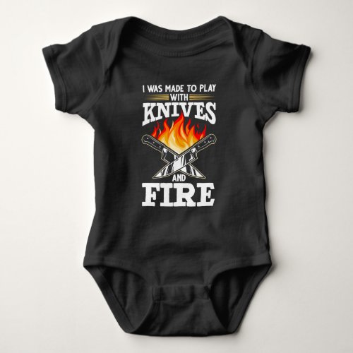Chef Knife Cooking Saying Food Lover Baby Bodysuit