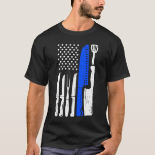 Chef Knife Flag USA Patriotic Cook Flag T-Shirt