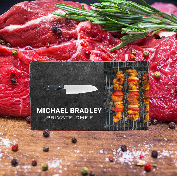 Chef Knife | Food On The Grill Business Card by lovely_businesscards at Zazzle