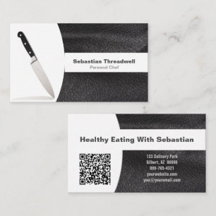 Chef Knife Leather Replaceable Photo & QR Code Business Card