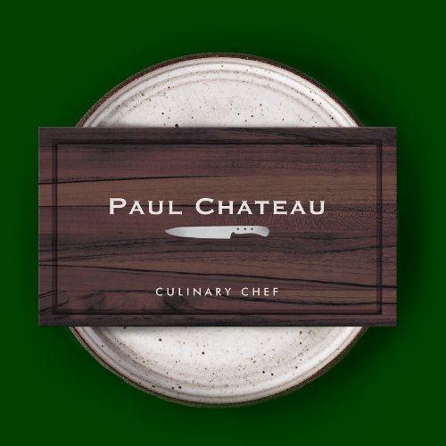Chef Knife Logo Wood Chopping Board Business Card