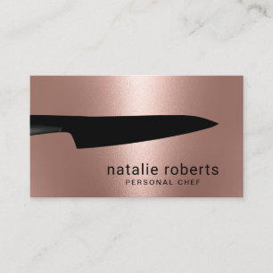 Chef Knife Modern Rose Gold Metallic Business Card
