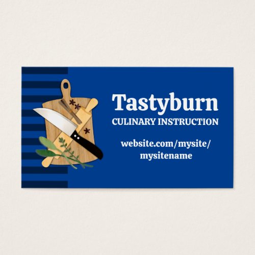 chef knife rollingpin cutting board cooking culina business card
