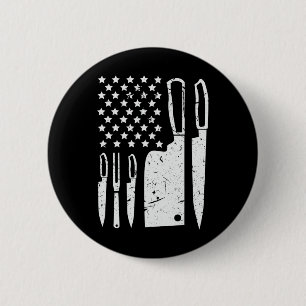 Chef Knife Set Shirt Patriotic American Flag Kitch Button