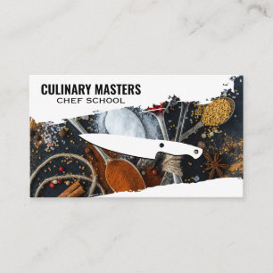 Chef Knife Spoons Spices Business Card