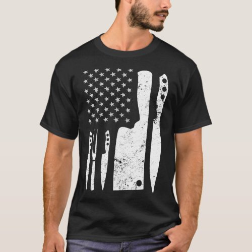 Chef Knife T Shirt  Patriotic Easter US Flag Shirt