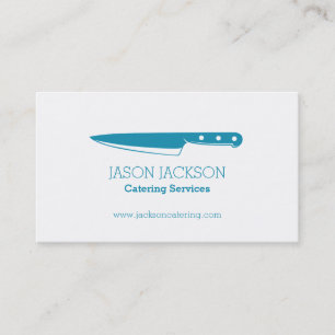 Chef knife teal graphic catering business cards